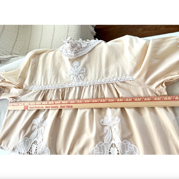 ANNA SUI Cupid and Fairy Beige Cotton Crocheted Lace Blouse - L - Picture 13 of 15